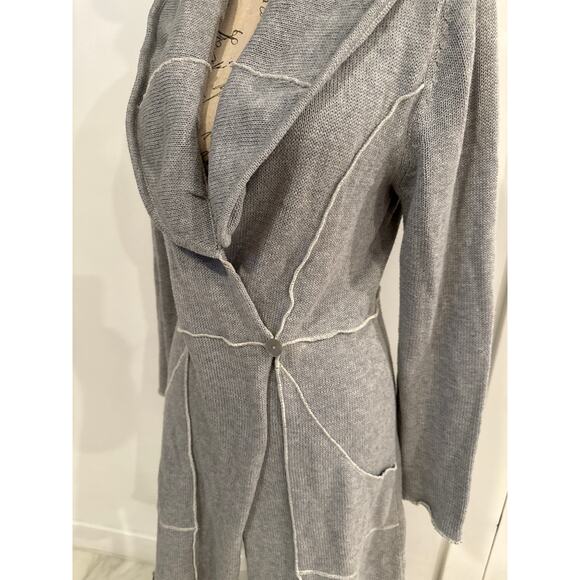 Indigenous Womens Gray 100% Organic Cotton Shell Button Lightweight Cardigan M - Picture 11 of 15